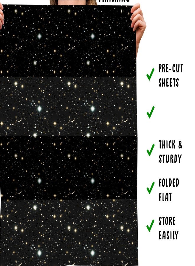 CENTRAL 23 Space Wrapping Paper - 6 Sheets of Black Gift Wrap - Gold Glowing Stars - Galaxy - For Birthday Wedding Anniversary - Recyclable - Image 5